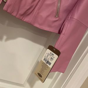 Overland pink leather jacket. 100% sheep leather. New with tags